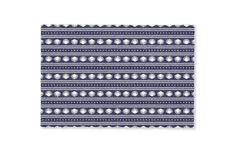MuchoWow Fußmatte Muschel - Nautisch - Blau - Weiß, Rechteckig, innen Schmutzfangmatte, Tür, Schmutzfänger Flur, Teppich, 60x40 cm von MuchoWow