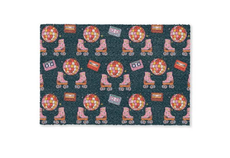 MuchoWow Fußmatte Rollerskates - Muster - Disco, Rechteckig, innen Schmutzfangmatte, Tür, Schmutzfänger Flur, Teppich, 60x40 cm von MuchoWow