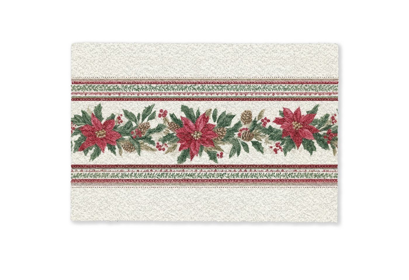 MuchoWow Fußmatte Weihnachtsstreifen - Weihnachtsstern - Rot - Grün, Rechteckig, innen Schmutzfangmatte, Tür, Schmutzfänger Flur, Teppich, 60x40 cm MuchoWow Fußmatte Weihnachtsstreifen - Weihnachtsstern - Rot - Grün, Rechteckig, innen Schmutzfangmatte, Tür, Schmutzfänger Flur, Teppich, 60x40 cm von MuchoWow