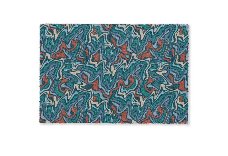 MuchoWow Fußmatte Wellen - Retro - Blau - Muster, Rechteckig, innen Schmutzfangmatte, Tür, Schmutzfänger Flur, Teppich, 60x40 cm MuchoWow Fußmatte Wellen - Retro - Blau - Muster, Rechteckig, innen Schmutzfangmatte, Tür, Schmutzfänger Flur, Teppich, 60x40 cm von MuchoWow