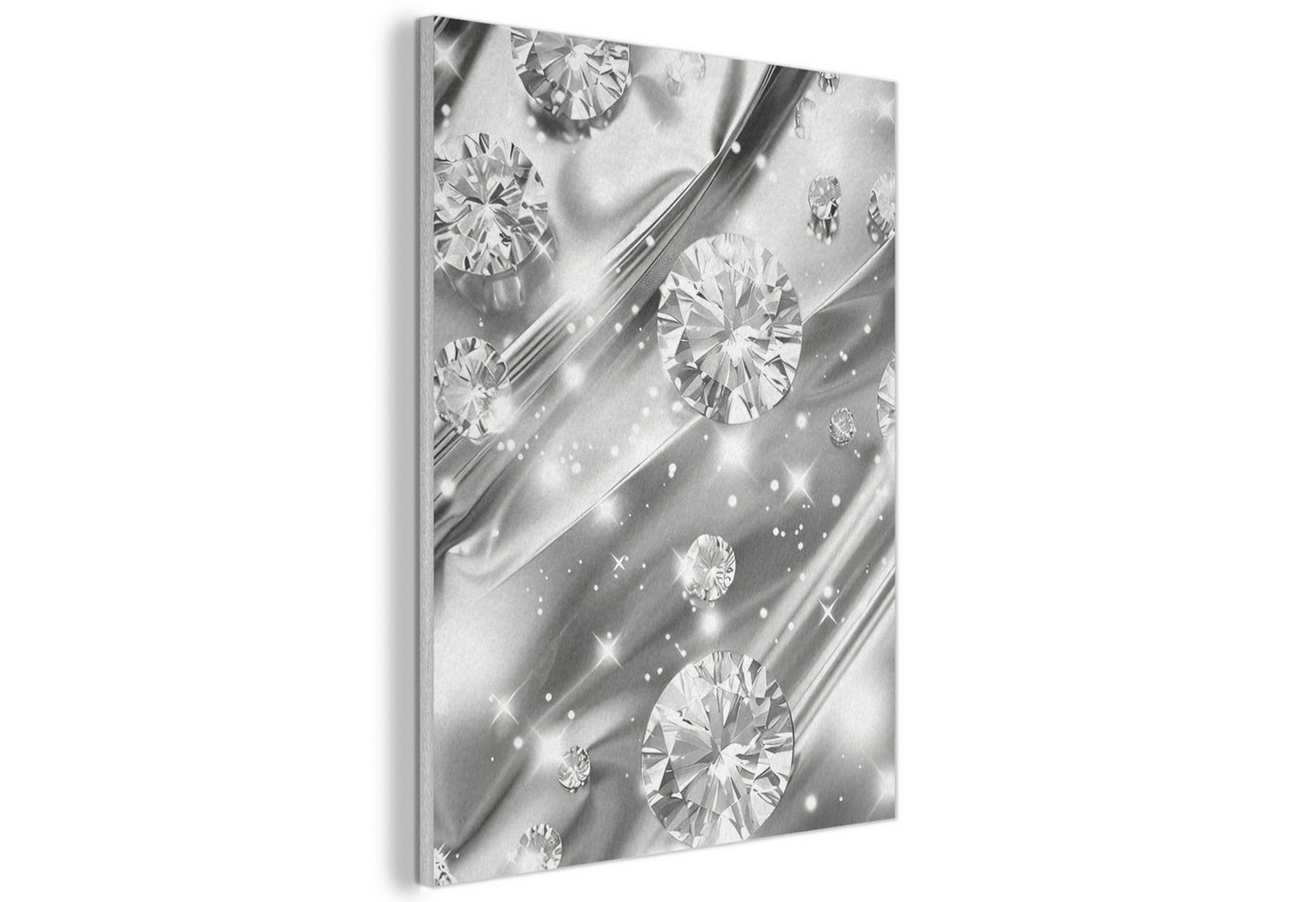 MuchoWow Gemälde Abstrakt - Diamant - Luxus - Modern - Silber, Fotodruck (1 St), Akustikpaneele, Wandpaneele, Schalldämmung, Akustikbilder 30x40 cm von MuchoWow