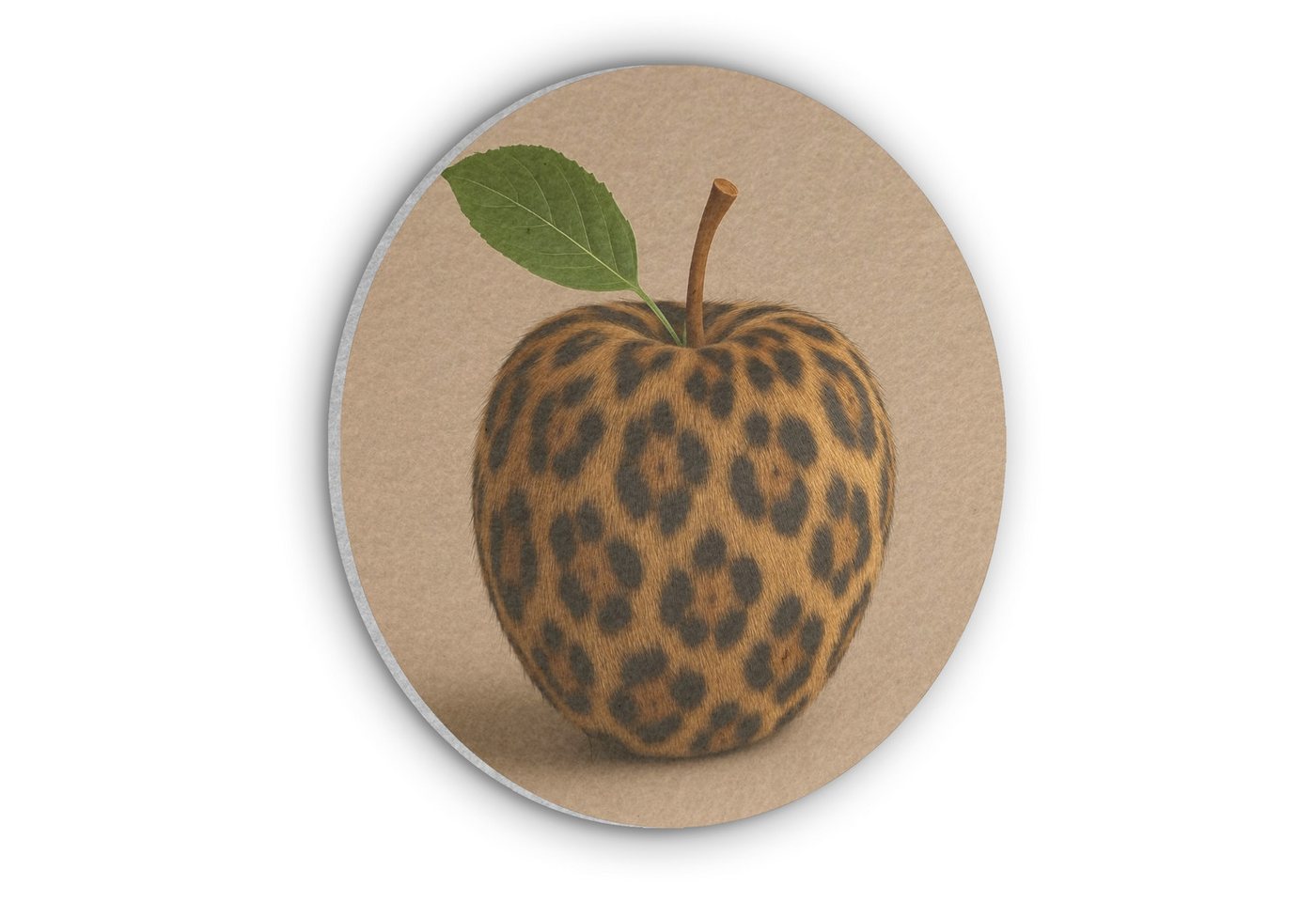 MuchoWow Gemälde Apfel - Panther - Blatt - Grün, Fotodruck (1 St), Akustikpaneele rund, Schalldämmung, Akustikbilder 30x30 cm von MuchoWow