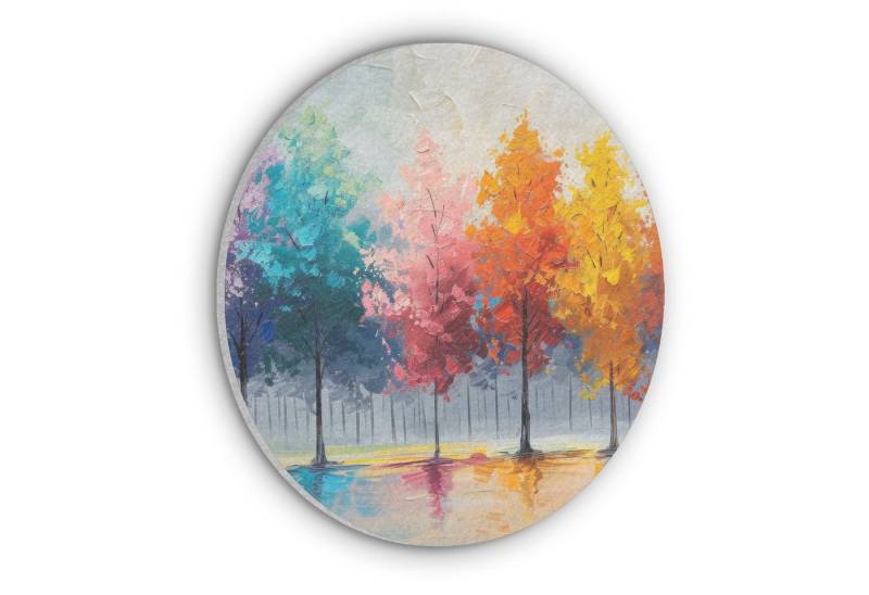 MuchoWow Gemälde Bäume - Farbenfroh - Natur - Abstrakt, Fotodruck (1 St), Akustikpaneele rund, Schalldämmung, Akustikbilder 30x30 cm von MuchoWow