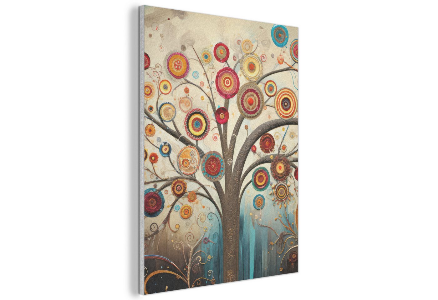 MuchoWow Gemälde Baum - Abstrakt - Farbe - Lebensbaum - böhmisch, Fotodruck (1 St), Akustikpaneele PET-Filz, Akustikbild, Schalldämmung, Deko 40x30 cm von MuchoWow