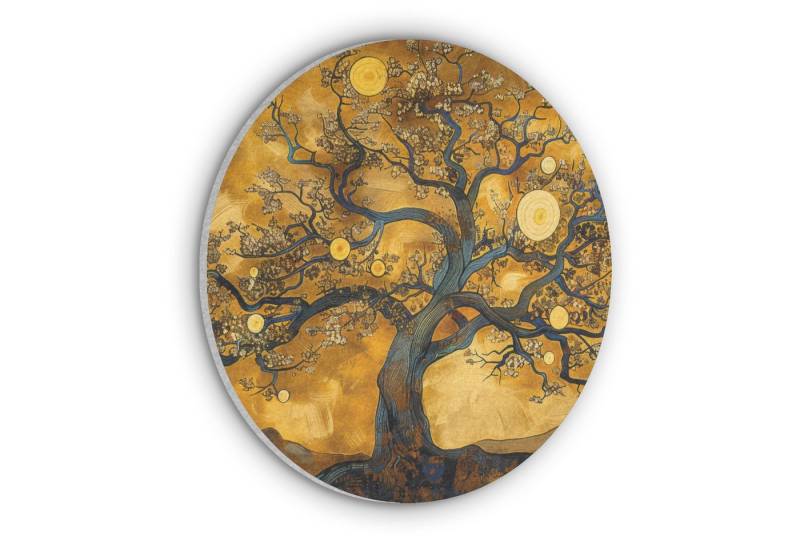 MuchoWow Gemälde Baum - Baum des Lebens - Abstrakt - Gold, Fotodruck (1 St), Akustikpaneele rund, Schalldämmung, Akustikbilder 30x30 cm von MuchoWow