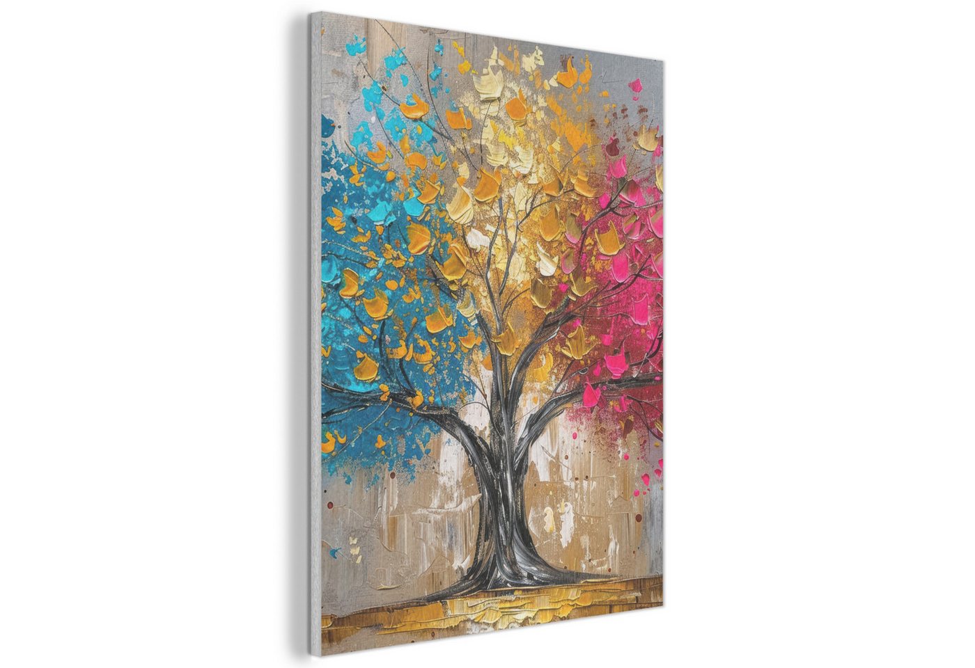 MuchoWow Gemälde Baum - Farbenfroh - Grau - Modern, Fotodruck (1 St), Akustikpaneele, Wandpaneele, Schalldämmung, Akustikbilder 30x40 cm von MuchoWow