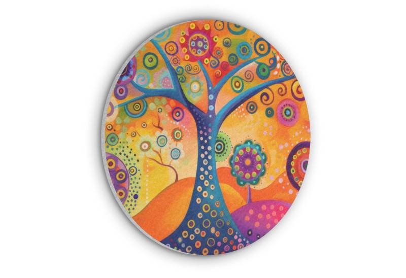 MuchoWow Gemälde Baum - Lebensbaum - Abstrakt - Bunt, Fotodruck (1 St), Akustikpaneele rund, Schalldämmung, Akustikbilder 30x30 cm von MuchoWow