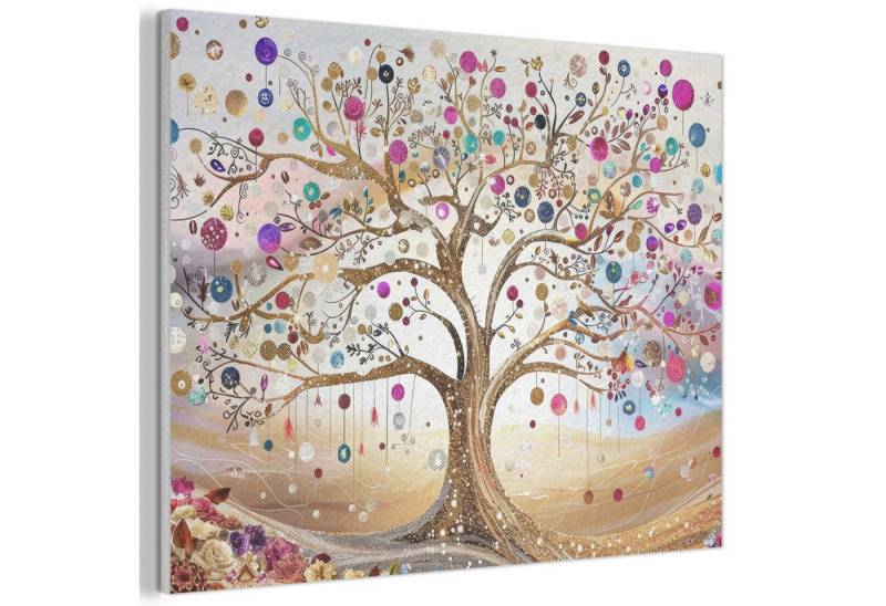 MuchoWow Gemälde Baum des Lebens - Gold - Bunt - Abstrakt - Ästhetisch, Fotodruck (1 St), Akustikpaneele PET-Filz, Akustikbild, Schalldämmung, Deko 40x30 cm von MuchoWow