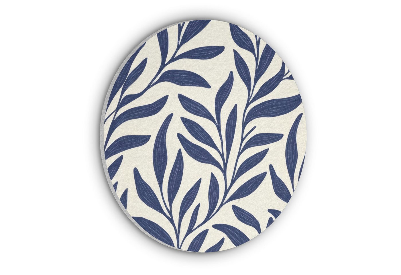 MuchoWow Gemälde Blätter - Efeu - Dunkelblau, Fotodruck (1 St), Akustikpaneele rund, Schalldämmung, Akustikbilder 30x30 cm von MuchoWow