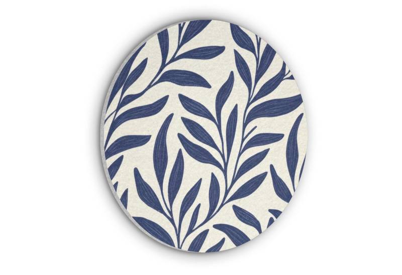 MuchoWow Gemälde Blätter - Efeu - Dunkelblau, Fotodruck (1 St), Akustikpaneele rund, Schalldämmung, Akustikbilder 30x30 cm von MuchoWow