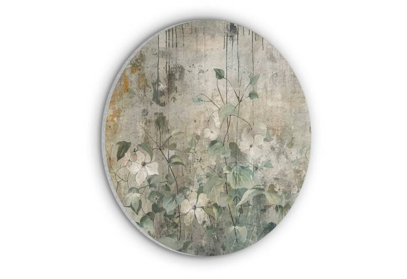 MuchoWow Gemälde Blumen - Blätter - Abstrakt - Modern, Fotodruck (1 St), Akustikpaneele rund, Schalldämmung, Akustikbilder 30x30 cm von MuchoWow