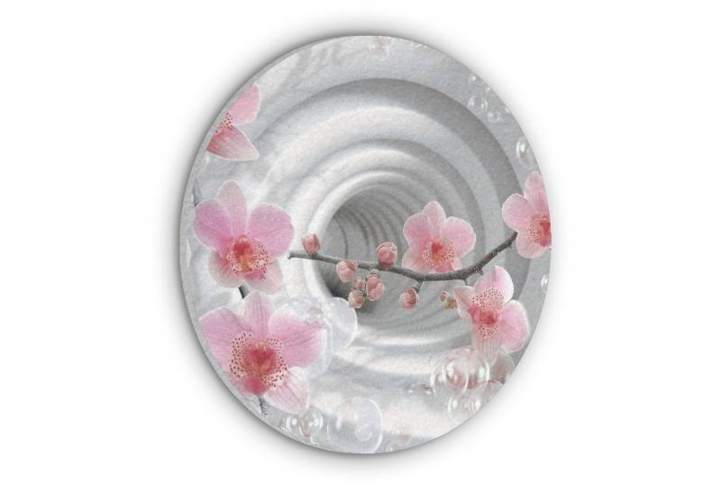 MuchoWow Gemälde Blumen - Tunnel - Abstakt - 3D-Effekt, Fotodruck (1 St), Akustikpaneele rund, Schalldämmung, Akustikbilder 30x30 cm von MuchoWow