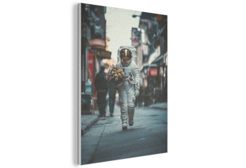 MuchoWow Gemälde Blumenstrauß - Blumen - Bunt - Astronaut, Fotodruck (1 St), Akustikpaneele, Wandpaneele, Schalldämmung, Akustikbilder 30x40 cm von MuchoWow