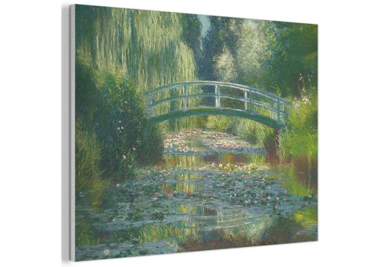 MuchoWow Gemälde Brücke - Holz - Teich - Seerosen, Fotodruck (1 St), Akustikpaneele PET-Filz, Akustikbild, Schalldämmung, Deko 40x30 cm von MuchoWow