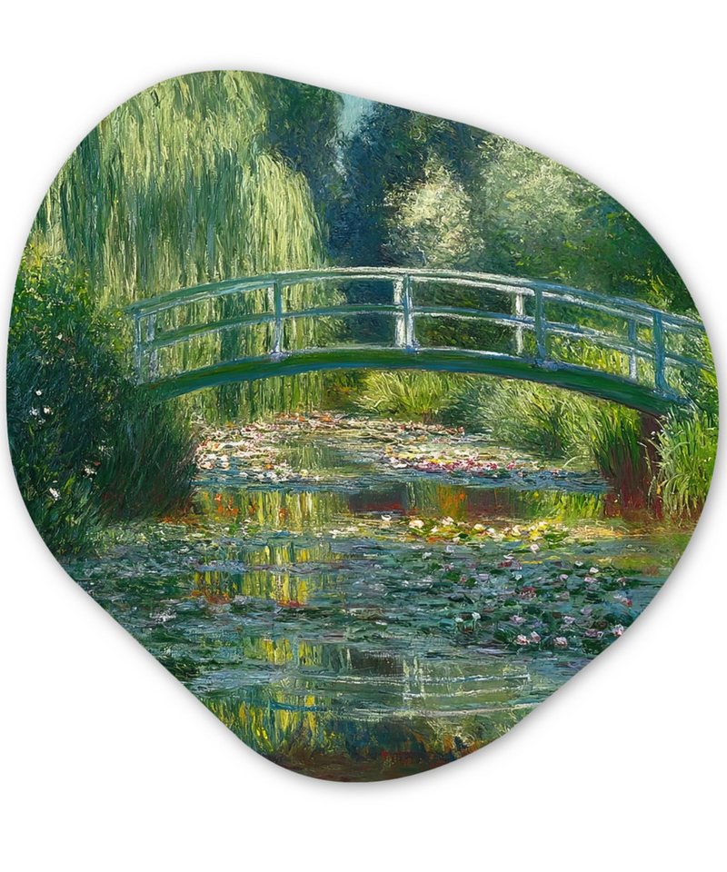 MuchoWow Gemälde Brücke - Holz - Teich - Seerosen, Fotodruck (1 St), Wandbild Abstrakt, Wohnzimmer Schlafzimmer Wanddekoration, 40x40 cm von MuchoWow