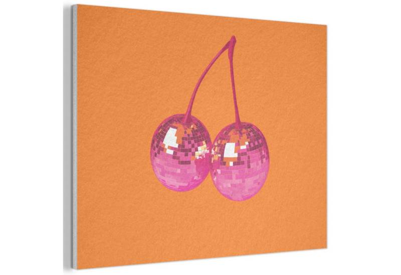MuchoWow Gemälde Discokugeln - Kirsche - Spiegel - Rosa, Fotodruck (1 St), Akustikpaneele PET-Filz, Akustikbild, Schalldämmung, Deko 40x30 cm von MuchoWow