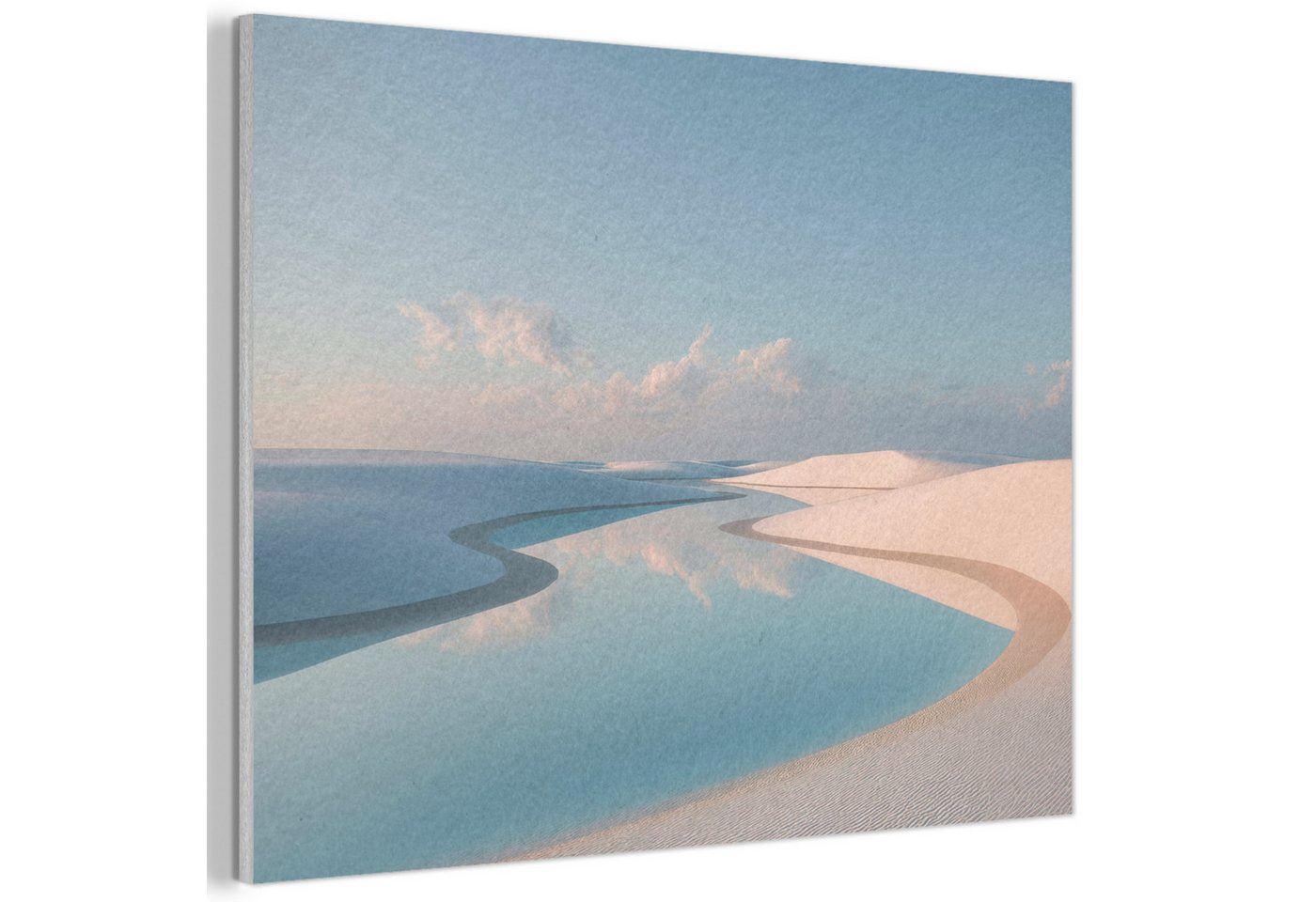 MuchoWow Gemälde Dünen - Teich - Unendliche Stille, Fotodruck (1 St), Akustikpaneele PET-Filz, Akustikbild, Schalldämmung, Deko 40x30 cm von MuchoWow