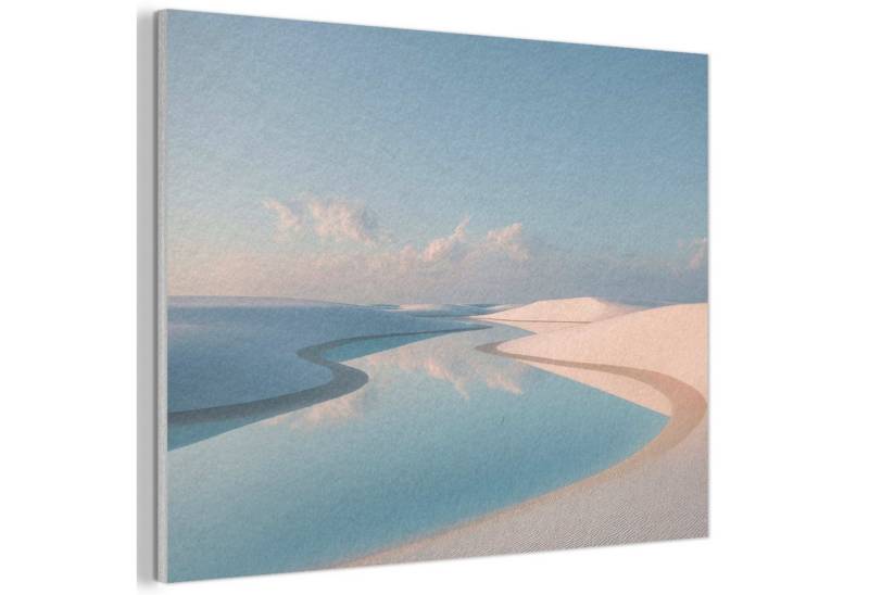 MuchoWow Gemälde Dünen - Teich - Unendliche Stille, Fotodruck (1 St), Akustikpaneele PET-Filz, Akustikbild, Schalldämmung, Deko 40x30 cm von MuchoWow