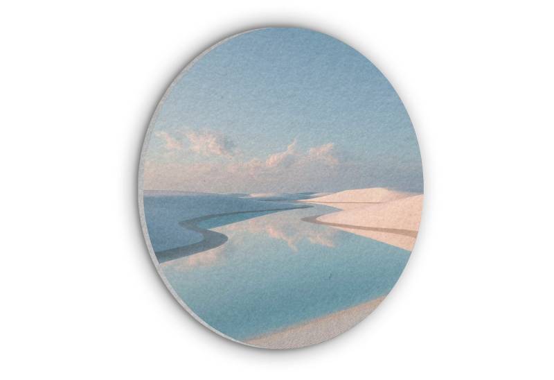 MuchoWow Gemälde Dünen - Teich - Unendliche Stille, Fotodruck (1 St), Akustikpaneele rund, Schalldämmung, Akustikbilder 30x30 cm von MuchoWow