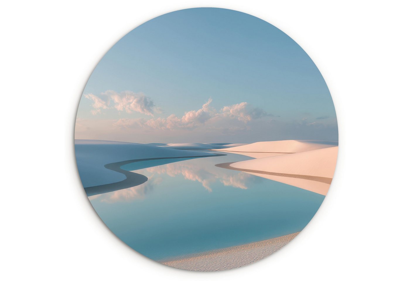MuchoWow Gemälde Dünen - Teich - Unendliche Stille, Fotodruck (1 St), Kreis Wanddekoration, Rundes Wandbild, 30x30 cm von MuchoWow