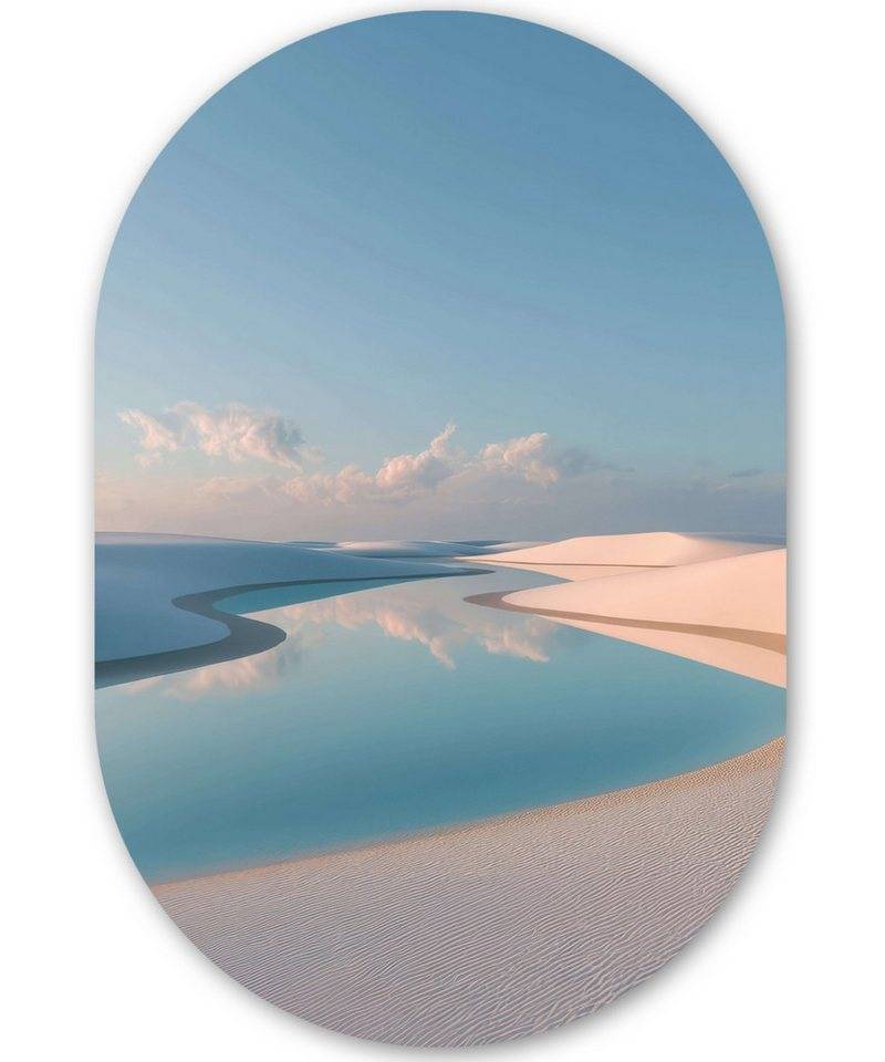 MuchoWow Gemälde Dünen - Teich - Unendliche Stille, Fotodruck (1 St), Wandbild Oval, Wohnzimmer oder Schlafzimmer Wanddekoration, 40x60 cm von MuchoWow