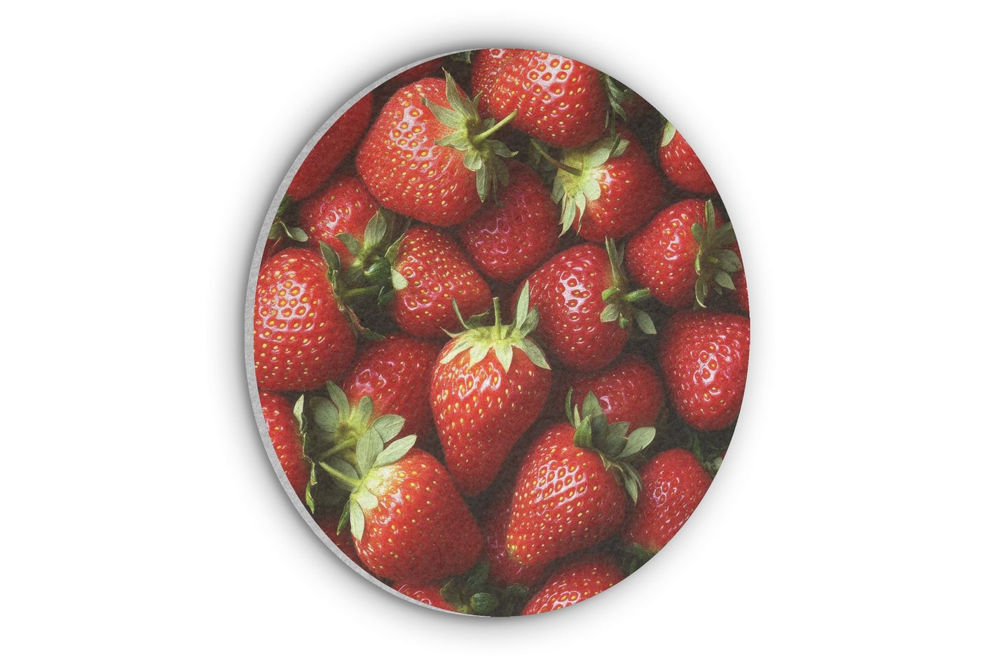 MuchoWow Gemälde Erdbeere - Obst - Rot, Fotodruck (1 St), Akustikpaneele rund, Schalldämmung, Akustikbilder 30x30 cm von MuchoWow