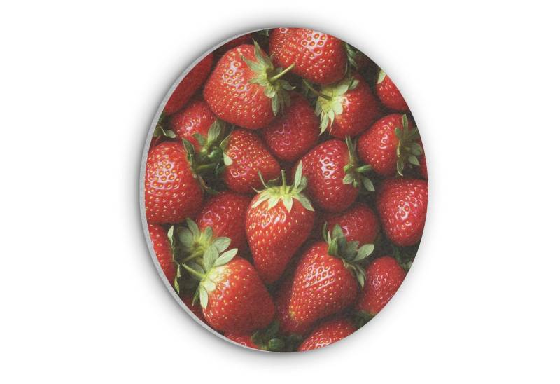 MuchoWow Gemälde Erdbeere - Obst - Rot, Fotodruck (1 St), Akustikpaneele rund, Schalldämmung, Akustikbilder 30x30 cm von MuchoWow