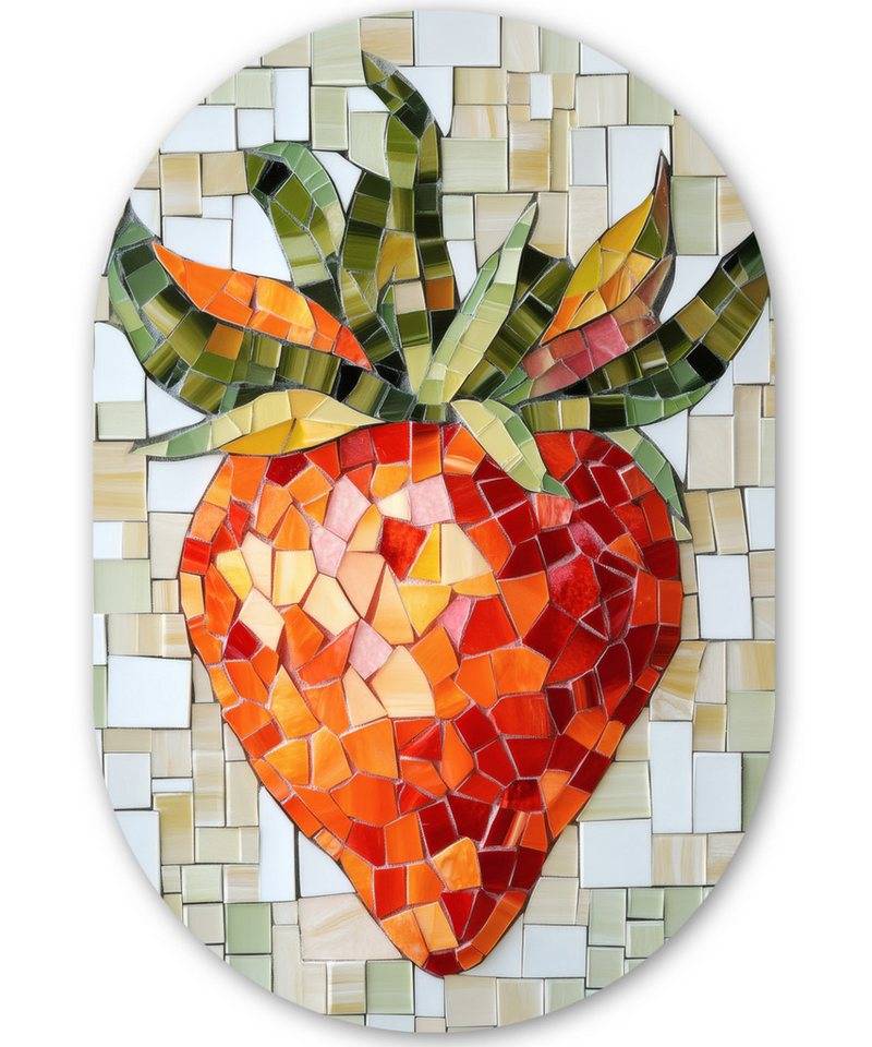 MuchoWow Gemälde Erdbeere - Rot - Mosaik - Obst, Fotodruck (1 St), Wandbild Oval, Wohnzimmer oder Schlafzimmer Wanddekoration, 40x60 cm von MuchoWow
