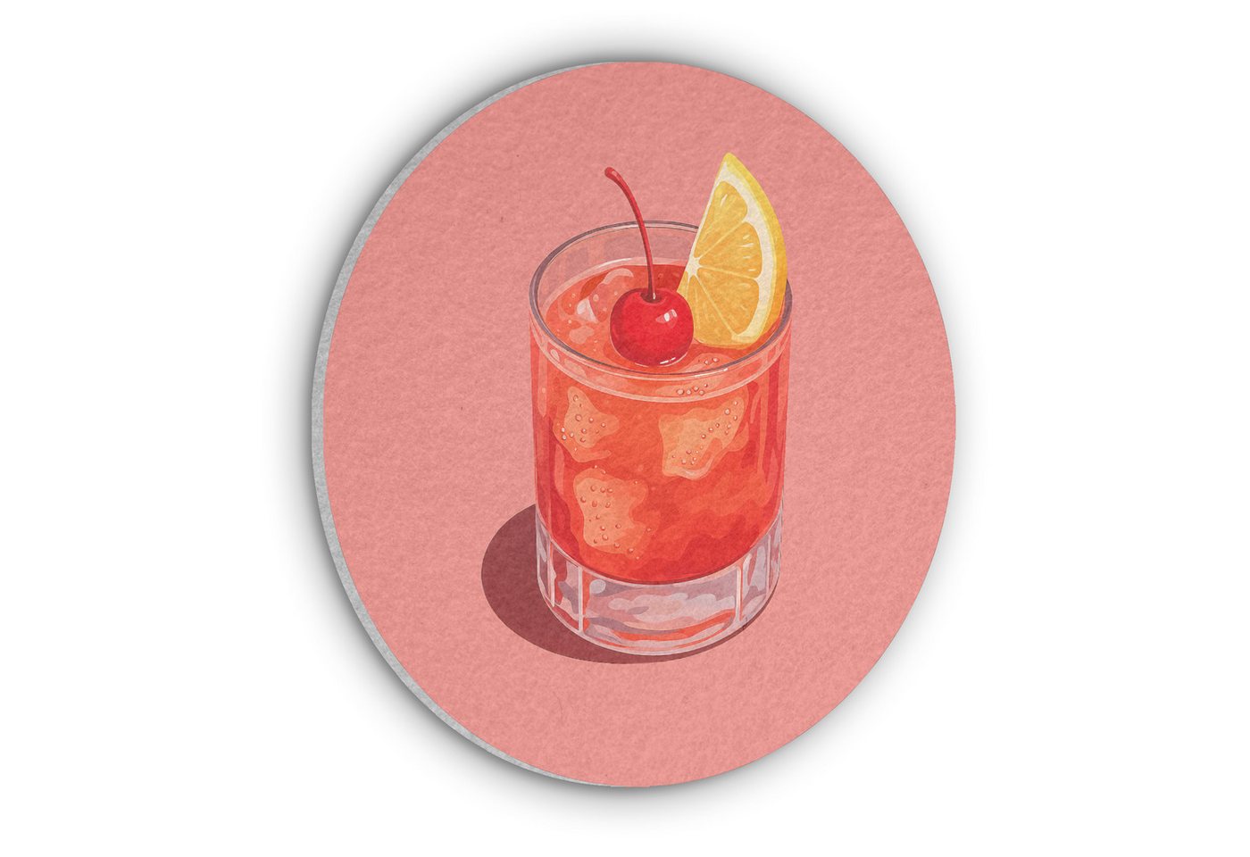 MuchoWow Gemälde Glas - Eiswürfel - Zitrone - Kirsche, Fotodruck (1 St), Wandbilder für Esszimmer, Wanddeko Bilder Küche, 30x30 cm von MuchoWow