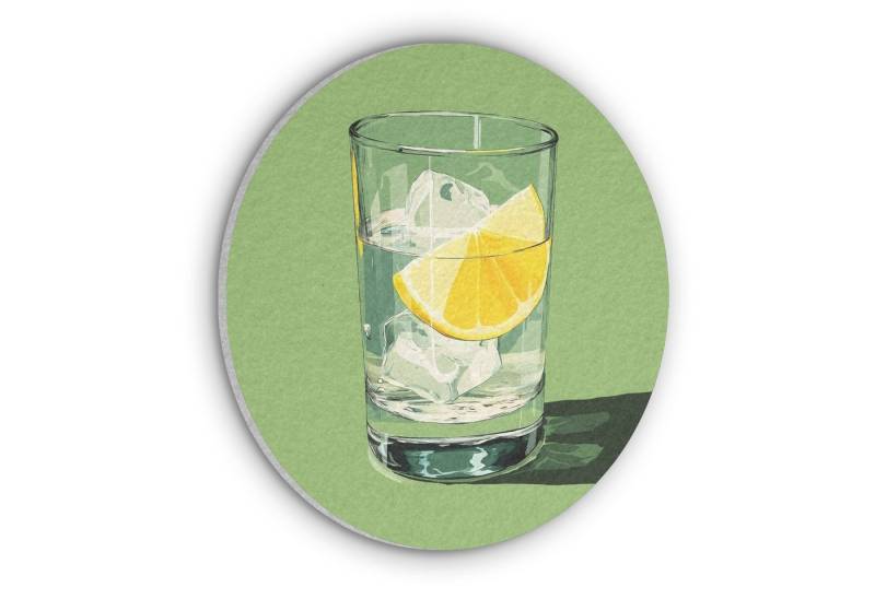 MuchoWow Gemälde Glas - Zitrone - Eiswürfel - Grün, Fotodruck (1 St), Wandbilder für Esszimmer, Wanddeko Bilder Küche, 30x30 cm von MuchoWow