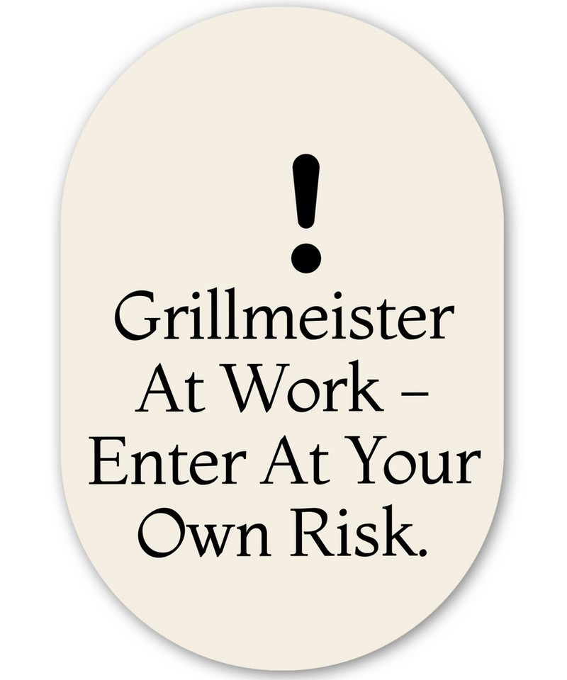 MuchoWow Gemälde Grill - Ausrufezeichen - Schwarz - Text, Fotodruck (1 St), Wandbild Oval, Wohnzimmer oder Schlafzimmer Wanddekoration, 40x60 cm von MuchoWow