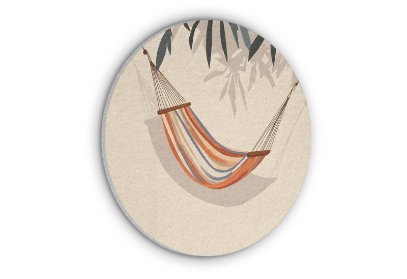 MuchoWow Gemälde Hängematte - Bunt - Blätter - Schatten, Fotodruck (1 St), Akustikpaneele rund, Schalldämmung, Akustikbilder 30x30 cm von MuchoWow