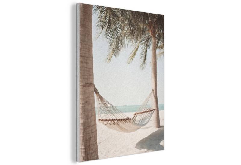 MuchoWow Gemälde Hängematte - Palmen - Strand - Meer, Fotodruck (1 St), Akustikpaneele, Wandpaneele, Schalldämmung, Akustikbilder 30x40 cm von MuchoWow