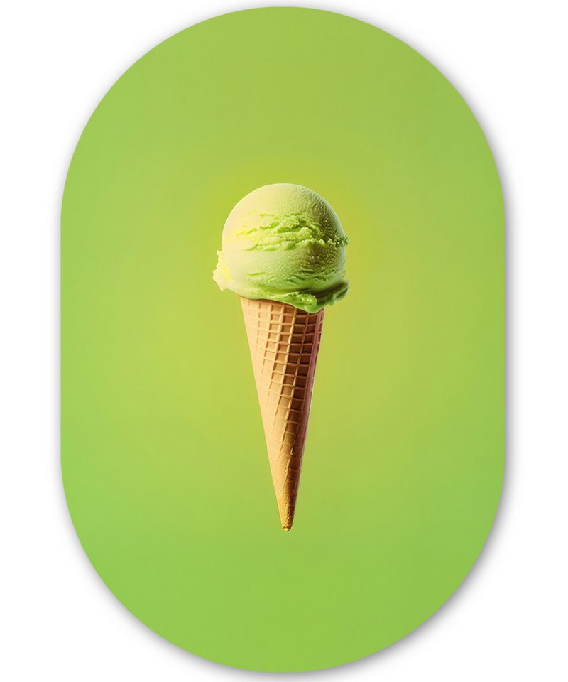 MuchoWow Gemälde Horn - Schaufel Eiscreme - Grün, Fotodruck (1 St), Wandbild Oval, Wohnzimmer oder Schlafzimmer Wanddekoration, 40x60 cm von MuchoWow