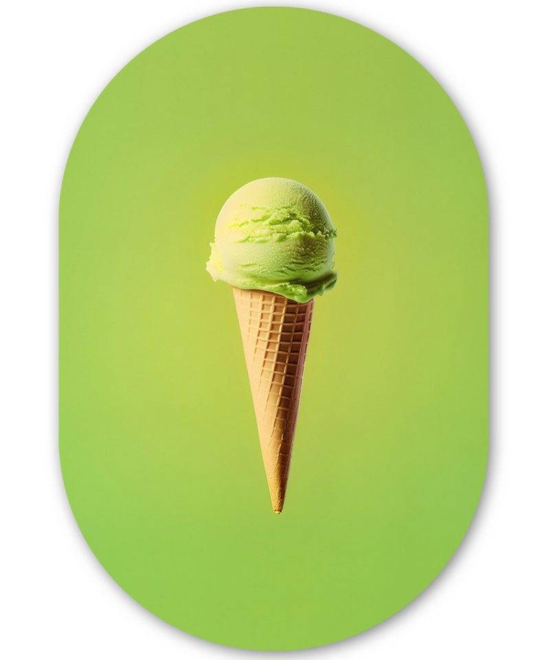 MuchoWow Gemälde Horn - Schaufel Eiscreme - Grün, Fotodruck (1 St), Wandbild Oval, Wohnzimmer oder Schlafzimmer Wanddekoration, 40x60 cm von MuchoWow