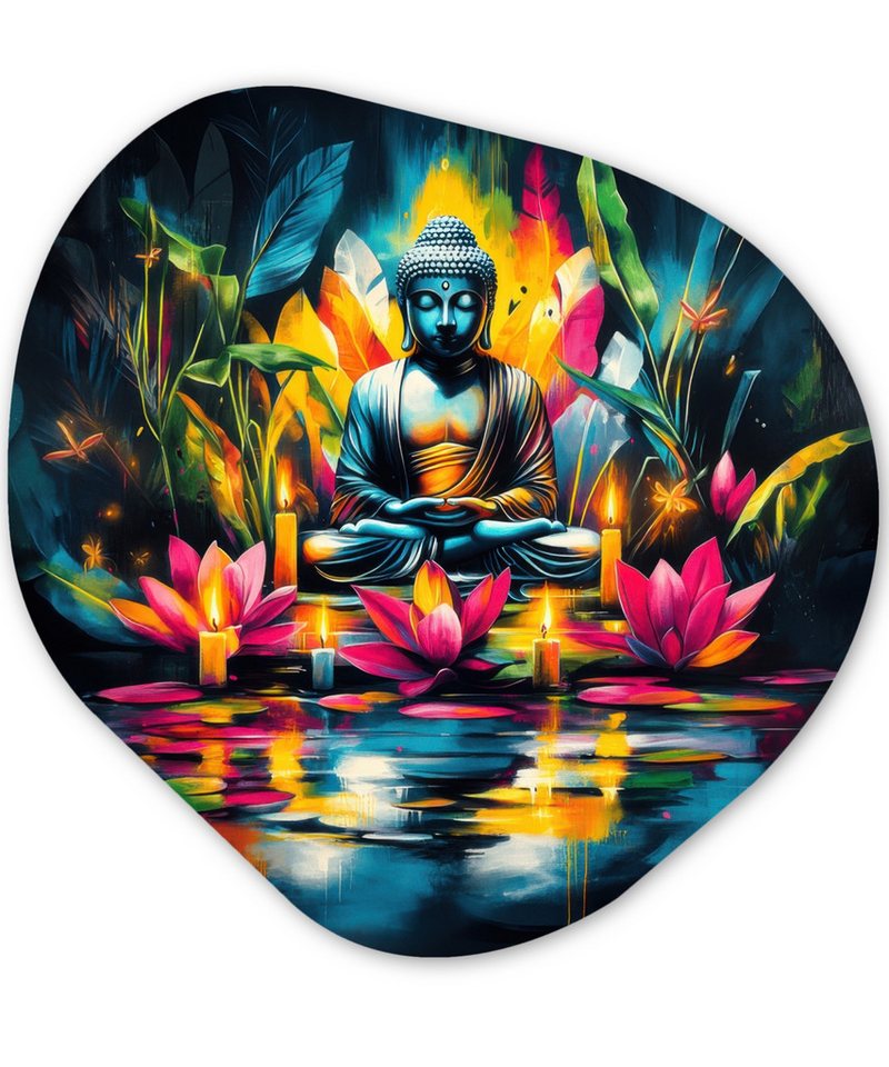 MuchoWow Gemälde Kerzen - Blumen - Buddha - Wasser, Fotodruck (1 St), Wandbild Abstrakt, Wohnzimmer Schlafzimmer Wanddekoration, 40x40 cm von MuchoWow