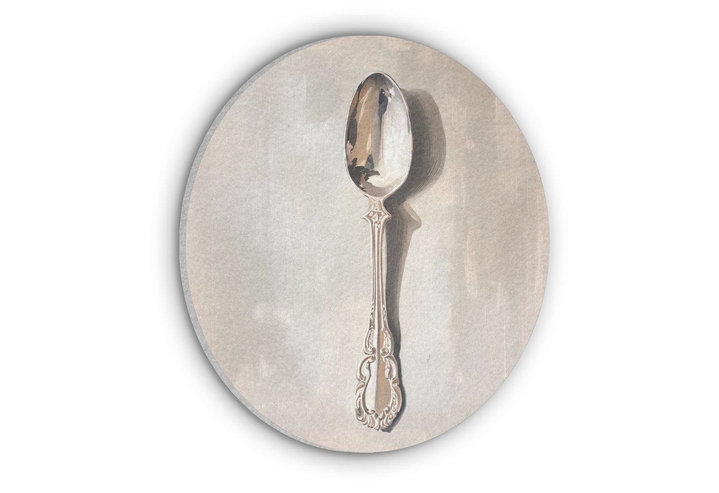 MuchoWow Gemälde Löffel - Farbe - Silber - Küche, Fotodruck (1 St), Akustikpaneele rund, Schalldämmung, Akustikbilder 30x30 cm von MuchoWow