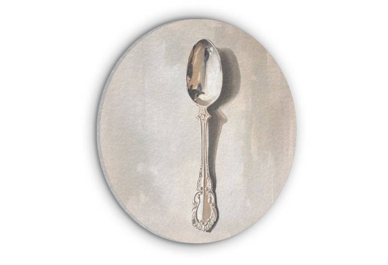 MuchoWow Gemälde Löffel - Farbe - Silber - Küche, Fotodruck (1 St), Akustikpaneele rund, Schalldämmung, Akustikbilder 30x30 cm von MuchoWow