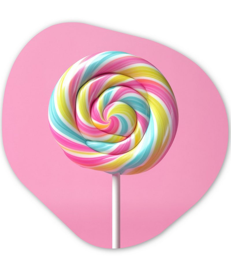 MuchoWow Gemälde Lollipop - Rosa - Süßigkeit - Süß, Fotodruck (1 St), Wandbild Abstrakt, Wohnzimmer Schlafzimmer Wanddekoration, 40x40 cm von MuchoWow