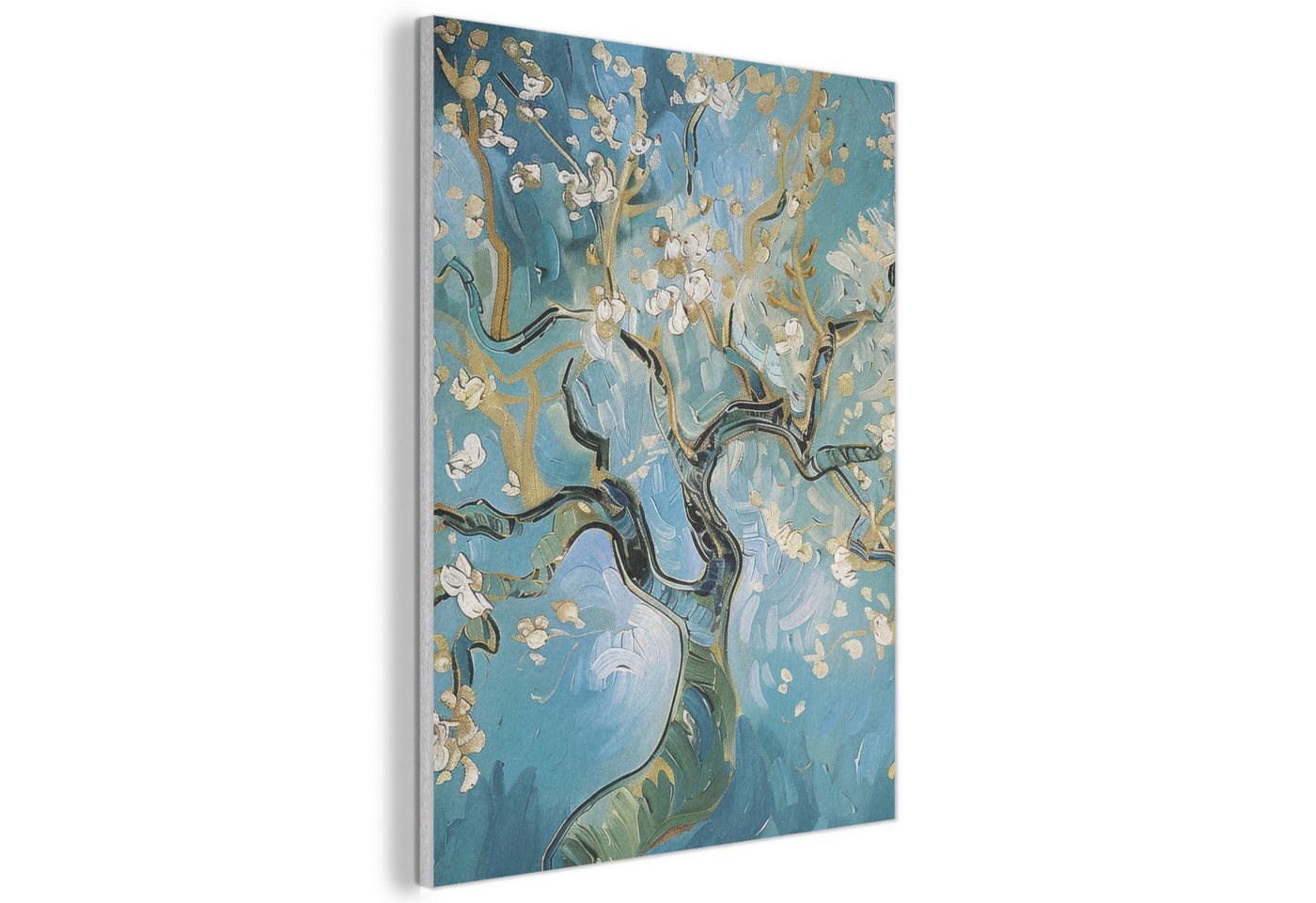 MuchoWow Gemälde Mandelblüte Baum - Blau - Abstrakt, Fotodruck (1 St), Akustikpaneele, Wandpaneele, Schalldämmung, Akustikbilder 30x40 cm von MuchoWow