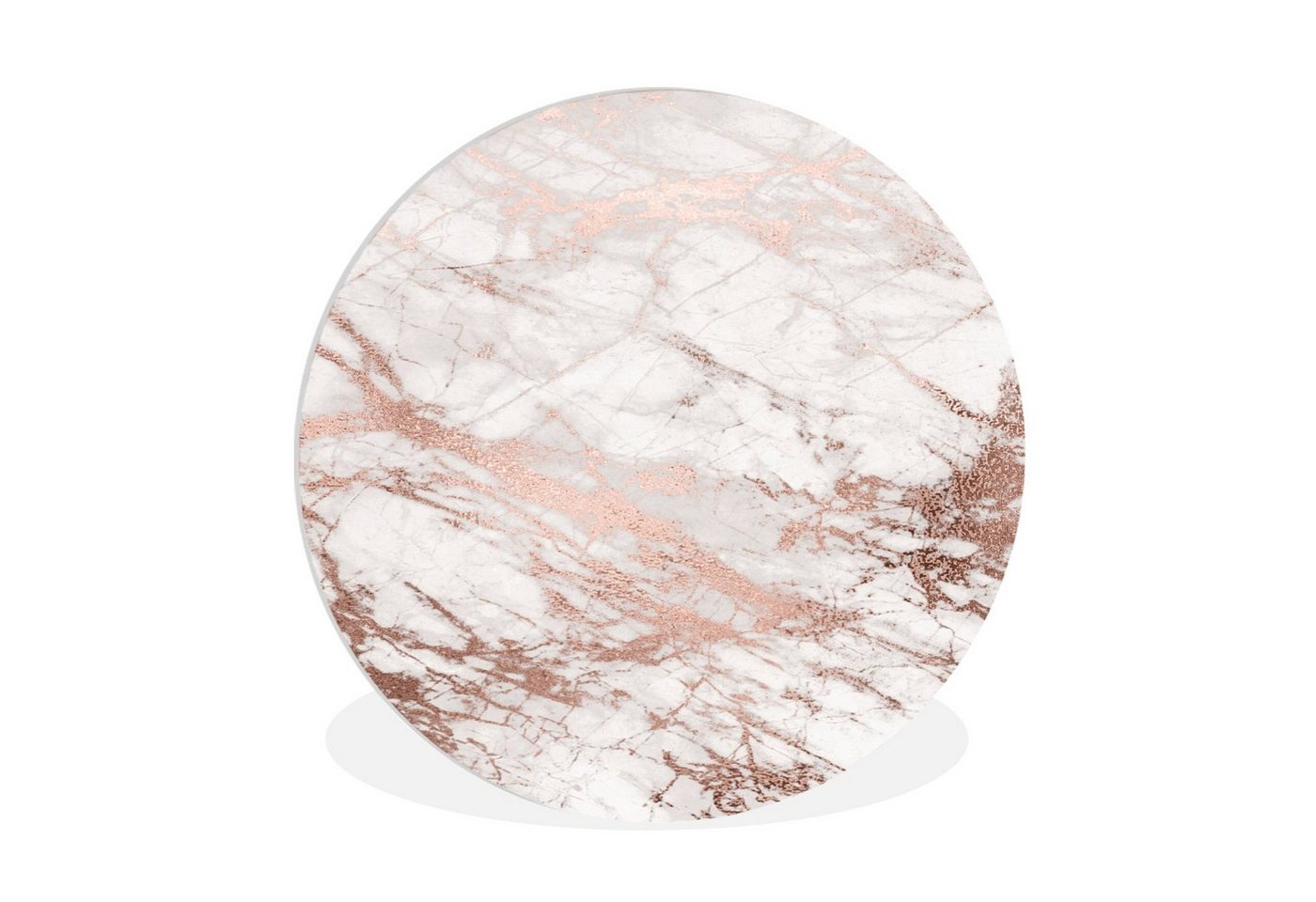 MuchoWow Gemälde Marmor - Rosa - Luxus - Marmoroptik - Glitzer - Design, Marmor - Rosa (1 St), Rundes wandbild für Wohnzimmer, Wandkreis, 90x90 cm von MuchoWow