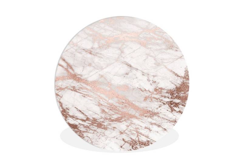 MuchoWow Gemälde Marmor - Rosa - Luxus - Marmoroptik - Glitzer - Design, Marmor - Rosa (1 St), Rundes wandbild für Wohnzimmer, Wandkreis, 90x90 cm von MuchoWow