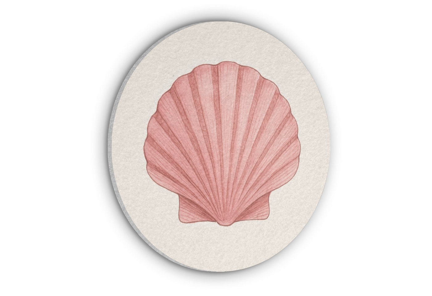 MuchoWow Gemälde Muschel - Rosa - Gerippt, Fotodruck (1 St), Akustikpaneele rund, Schalldämmung, Akustikbilder 30x30 cm von MuchoWow
