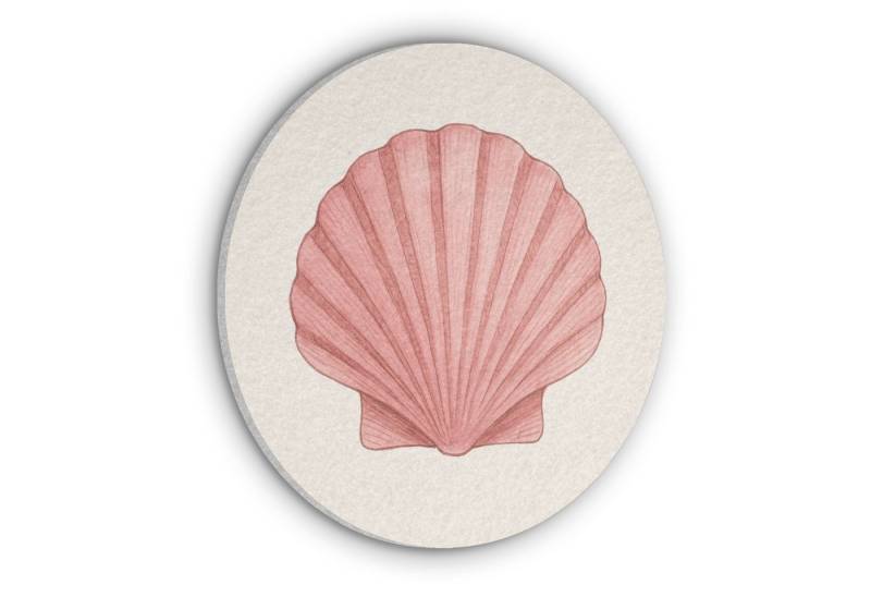 MuchoWow Gemälde Muschel - Rosa - Gerippt, Fotodruck (1 St), Akustikpaneele rund, Schalldämmung, Akustikbilder 30x30 cm von MuchoWow
