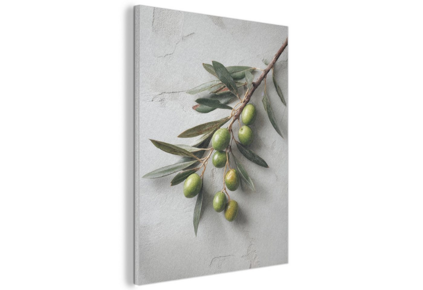 MuchoWow Gemälde Olivenzweig - Beton - Mediterran, Fotodruck (1 St), Akustikpaneele, Wandpaneele, Schalldämmung, Akustikbilder 30x40 cm von MuchoWow