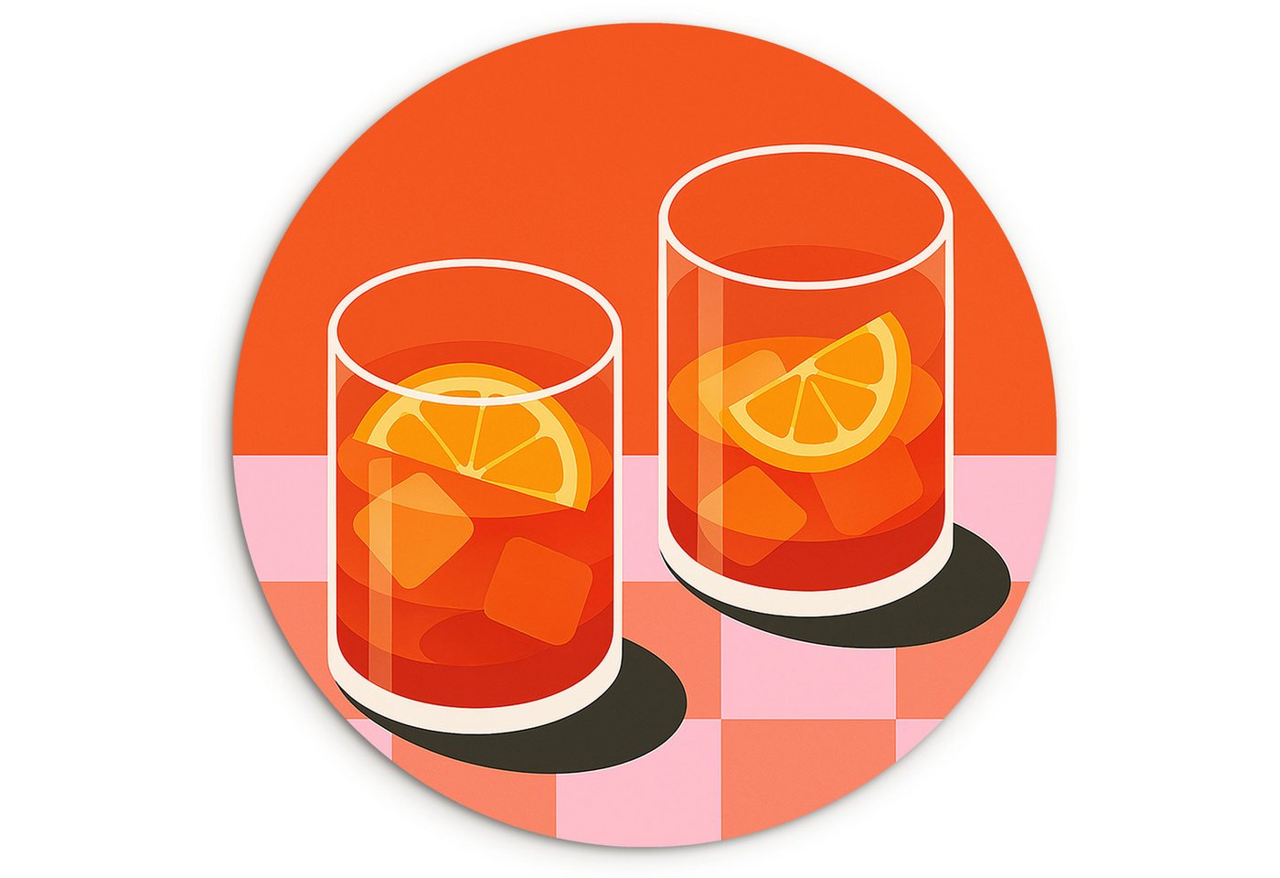 MuchoWow Gemälde Orange - Brillen - Orange, Fotodruck (1 St), Kreis Wanddekoration, Rundes Wandbild, 30x30 cm von MuchoWow