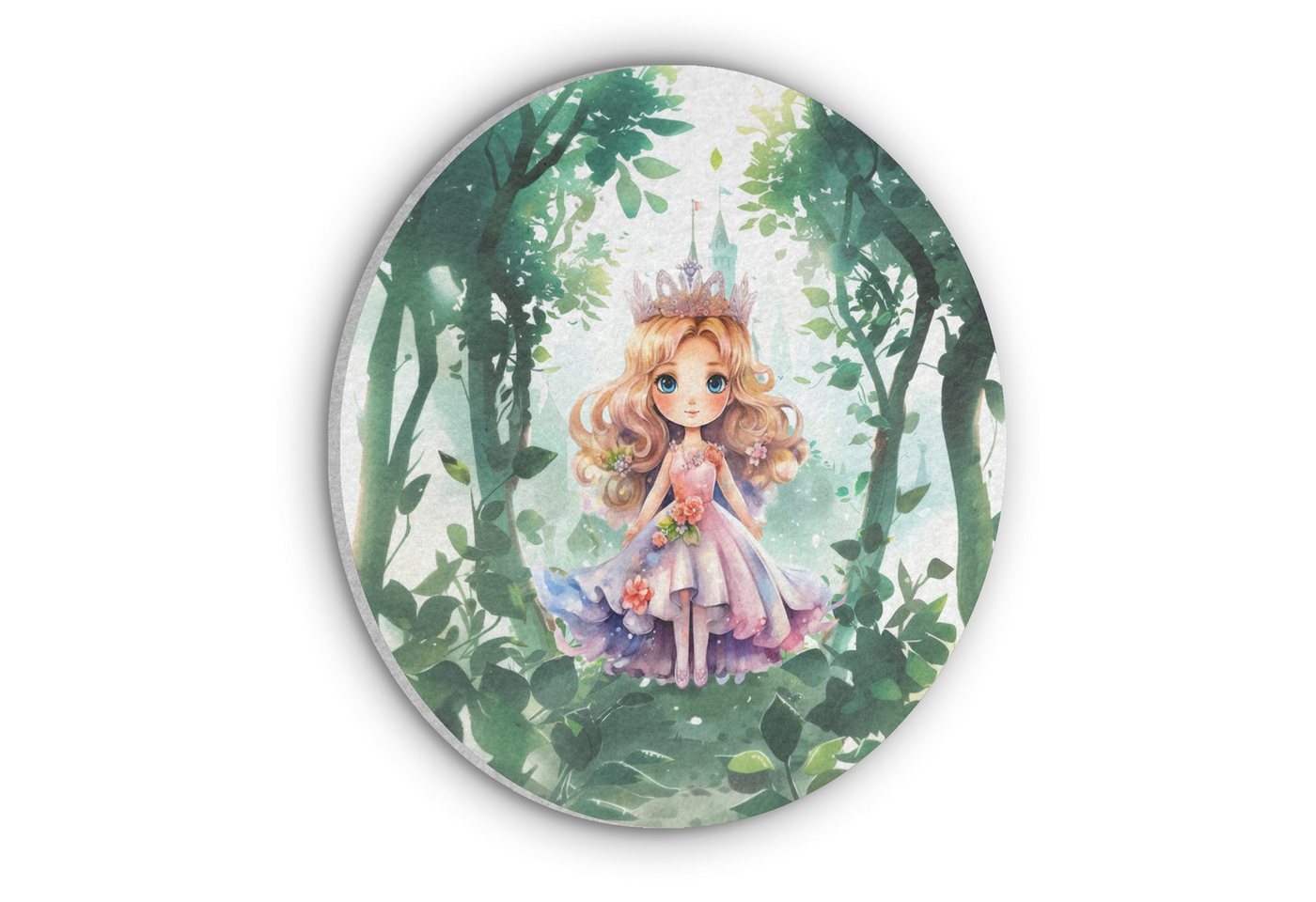 MuchoWow Gemälde Prinzessin - Mädchen - Schloss - Märchen, Fotodruck (1 St), Akustikpaneele rund, Schalldämmung, Akustikbilder 30x30 cm von MuchoWow