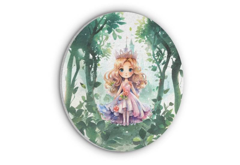 MuchoWow Gemälde Prinzessin - Mädchen - Schloss - Märchen, Fotodruck (1 St), Akustikpaneele rund, Schalldämmung, Akustikbilder 30x30 cm von MuchoWow