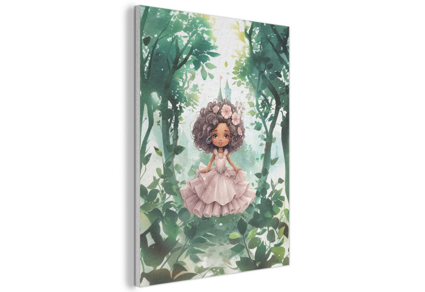 MuchoWow Gemälde Prinzessin - Mädchen - Schloss - Märchen - Rosa, Fotodruck (1 St), Akustikpaneele, Wandpaneele, Schalldämmung, Akustikbilder 30x40 cm von MuchoWow