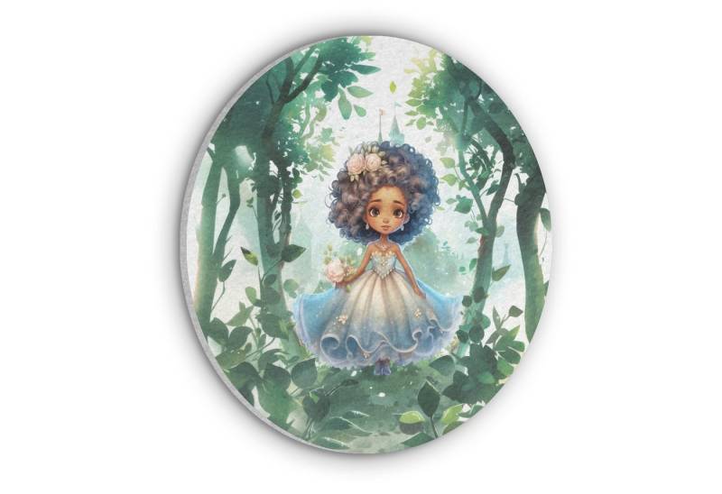 MuchoWow Gemälde Prinzessin - Schloss - Mädchen - Blumen, Fotodruck (1 St), Akustikpaneele rund, Schalldämmung, Akustikbilder 30x30 cm von MuchoWow